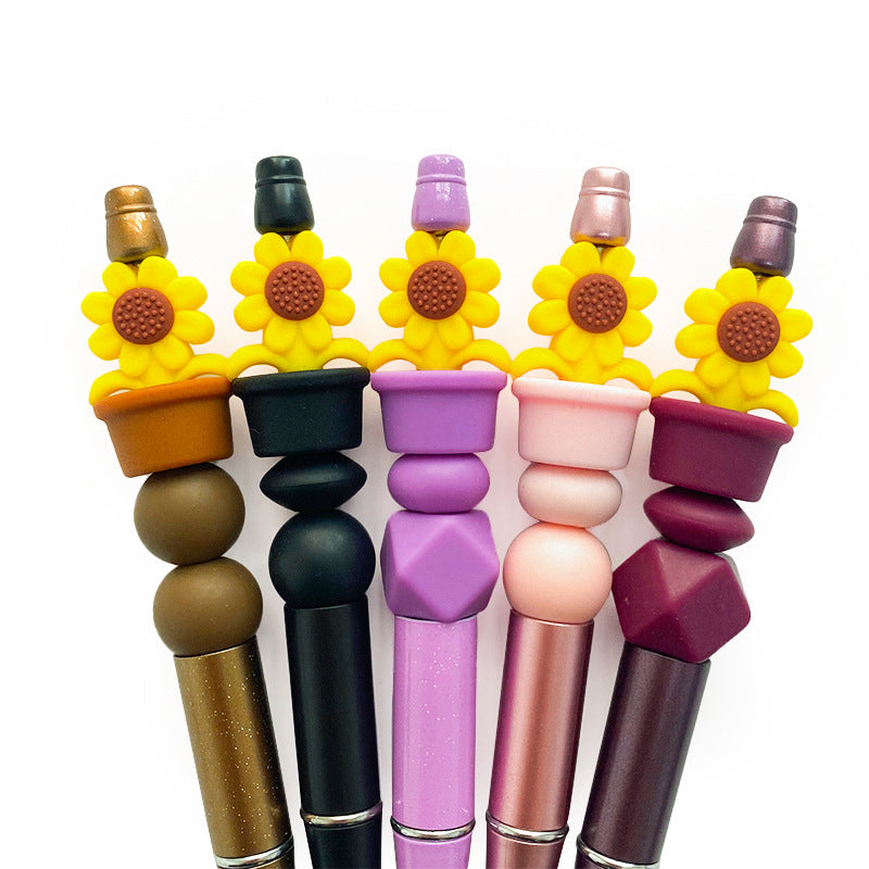 Wholesale 10PCS Silicone Flower Pot Sunflower Focal beads